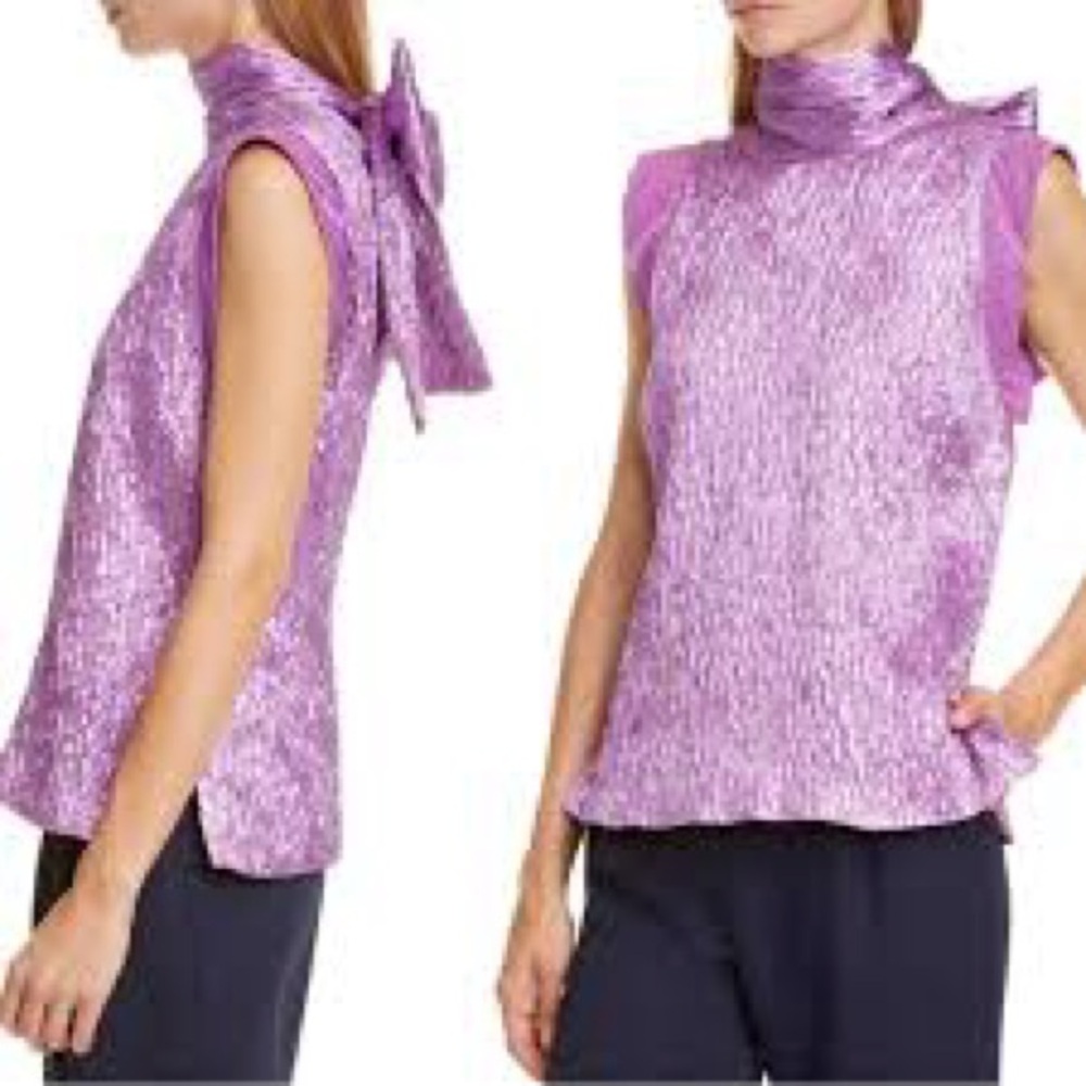 NEW WITH TAG, Retail $450 Rachel Comey High Collar Top,Bow in Back,Vibrant Color